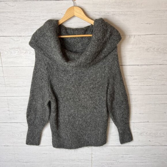H&M Sweater Womens Size XS Gray Cowl Neck Alpaca Blend Long Sleeve Natural - Picture 1 of 14